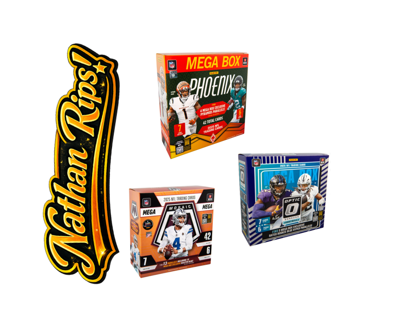 BRB - 32211 - (3) BOX PYT BREAK - (1) 2025 Phoenix Football Megas (1) 2025 Mosaic Mega & (1) 2025 Donruss Optic Mega! Hunt rooks & SSPs! - T