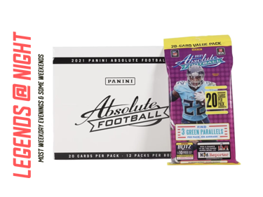 BRF - 185 - 1 VALUE PACK BOX PYD: (1) 2021 Absolute Value Pack Box (Kaboom Hunt! 12 Packs & 240 Cards) - Non-Stop Fun!