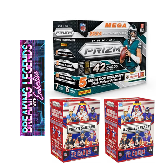BRE - 100 - (3) BOX PYT BREAK:(1) 2024 Panini Prism Mega & (2) Panini Rookies and Stars Blasters. Look for autos, SSPs & more