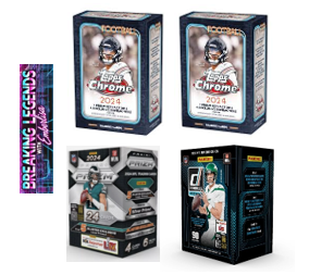 BRE - 101 - (4) BOX PYT BREAK:(1) 2024 Panini Prizm Blaster, (1) Donruss Holiday Blaster, & (2) Topps Chrome Blasters. Look for autos, SSPs & more