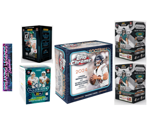 BRE - 104 - (5) BOX BREAK: (1) 2024 Topps Chrome Mega Box, 2) 2024 Prizm Blasters, (1) Donruss Winter Blaster, (1) 2024 Illusions Blaster