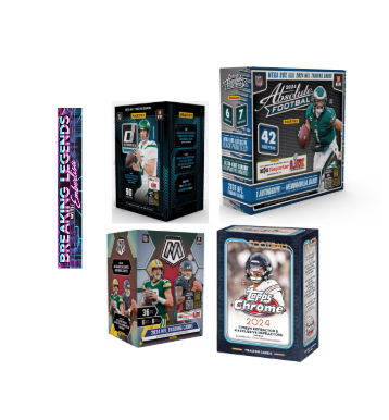 BRE - 107  - (4) BOX BREAK: (1) 2024 Absolute Mega Box, (1) 2024 Topps Chrome Blaster, (1) Donruss Winter Blaster, (1) 2024 Mosaic Blaster