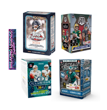BRE - 106 - (5) BOX BREAK: (1) 2024 Topps Chrome, (1) 2024 Mosaic Blaster, (1) Donruss Winter Blaster, (1) 2024 Illusions Blaster, (1) 2024 Absolute Blaster