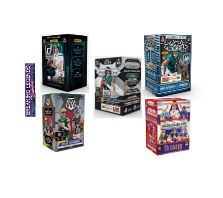 BRE - 108  - (5) BOX BREAK: (1) 2024 Absolute Blaster Box, (1) 2024 Rookies and Stars Blaster, (1) Donruss Winter Blaster, (1) 2024 Mosaic Blaster, (1) Prizm Blaster
