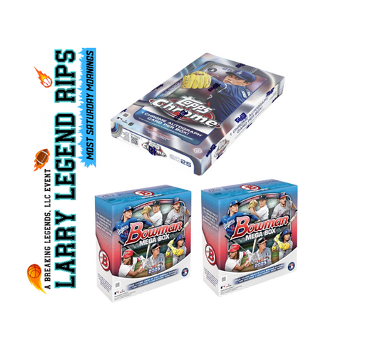 BRL - (3) PYT BASEBALL BRL: - (1) 2025 Topps Chrome Baseball Hobby (2) 2025 Bowman Baseball Mega!