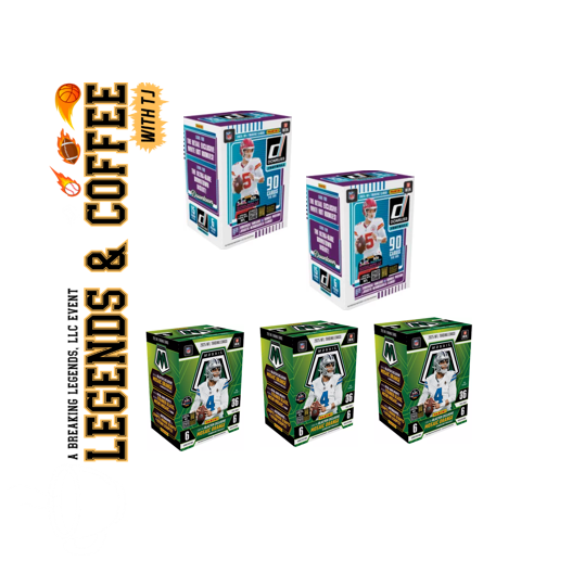 BRB - 11133 - (5) BOX PYT BREAK - (3) 2025 Mosaic Football Blaster Boxes & (2) 2025 Donruss Football Blaster! Hunt rooks & SSPs! - T