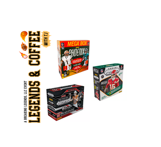 BRB - 31551 - (3) BOX PYT BREAK - (1) 2025 Phoenix Football Megas (1) 2025 Phoenix Mega & (1) 2025 Prizm Draft Picks Mega! Hunt rooks & SSPs! - T